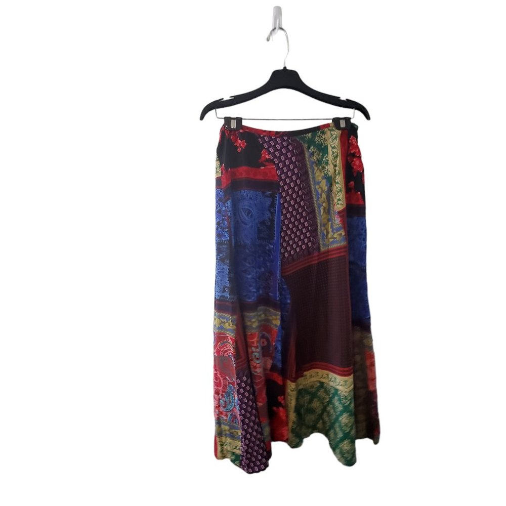 Multiples skirt womens size 10 100% silk pieced midi multi color
